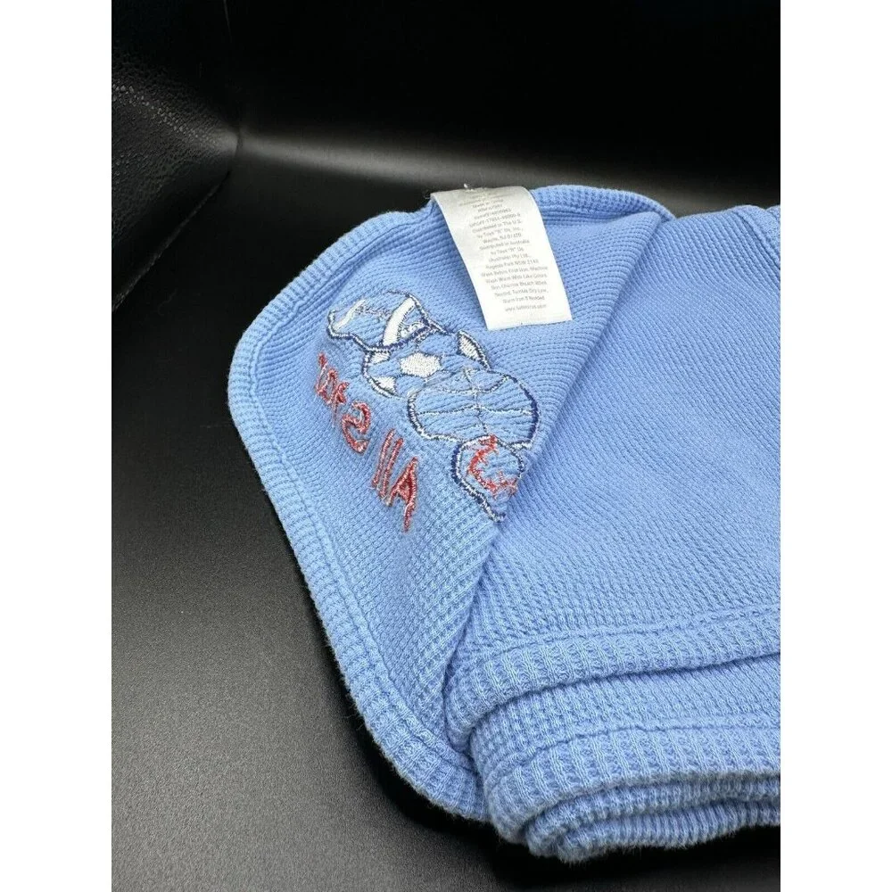 Koala Baby All Star Sports‎ Balls Baby Blanket Blue Waffle Weave Thermal Vtg TRU